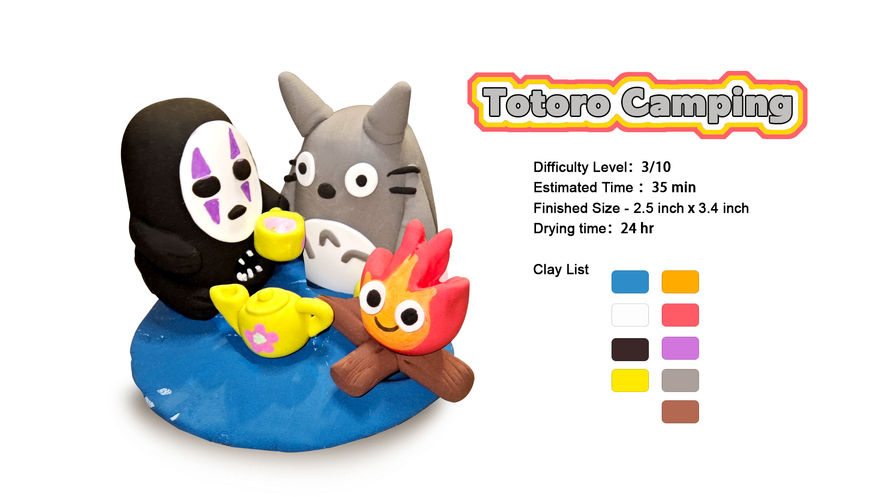 Totoro Camping CoolorCat Air Dry Clay Step by Step Tutorial